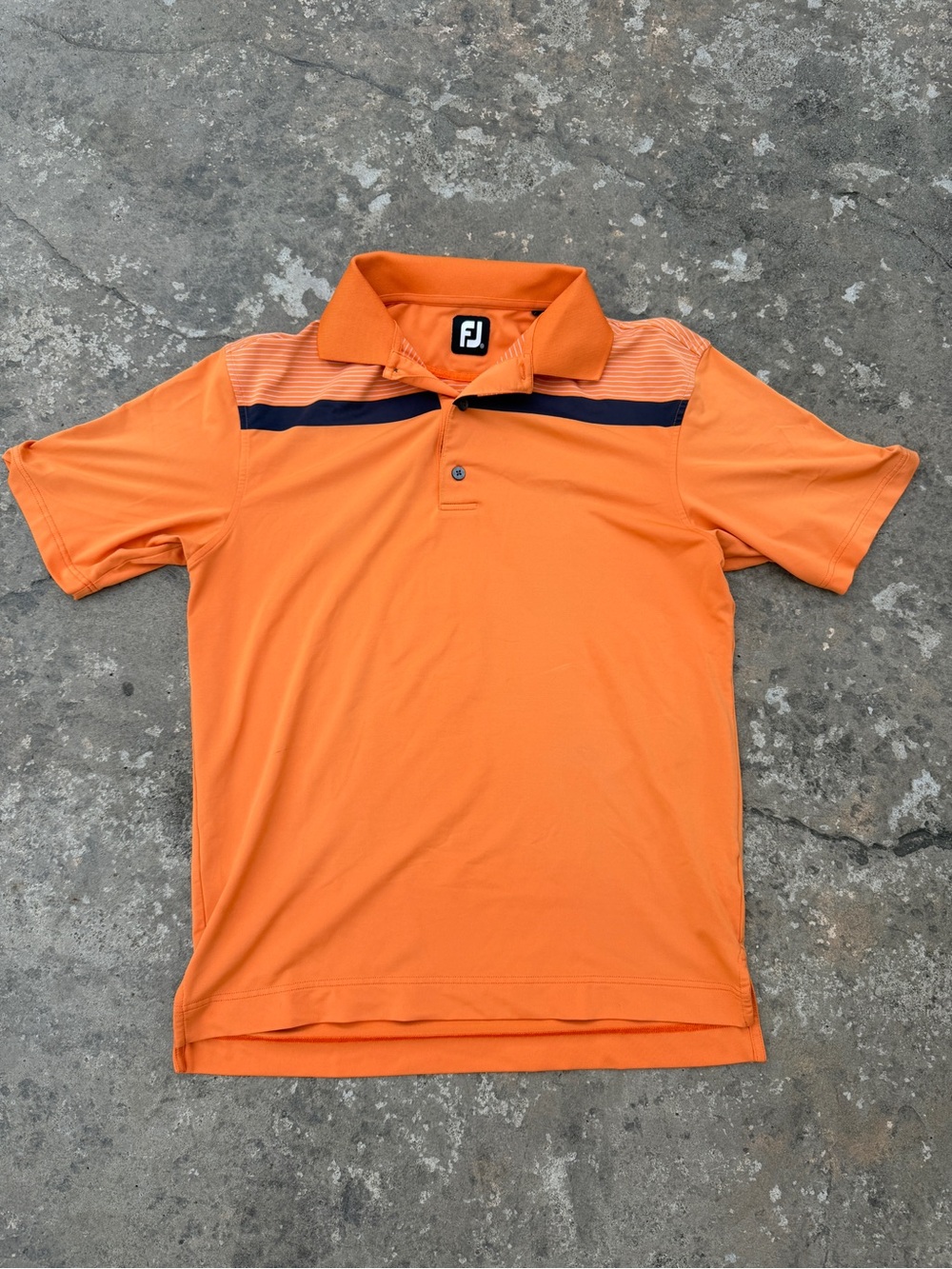 FootJoy Orange Polo with Navy Chest Stripe